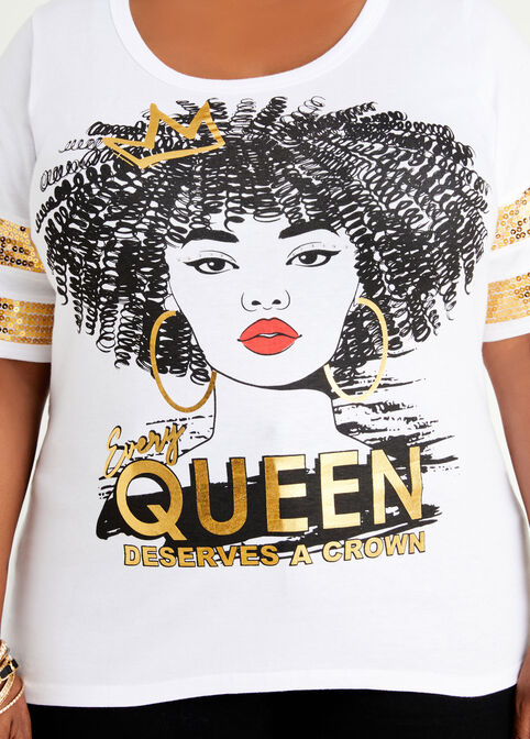 Embellished Queen Graphic Tee, White image number 2