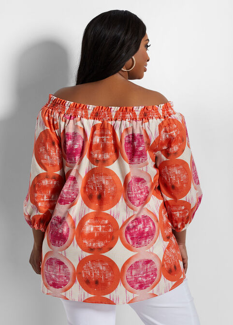 Abstract Off The Shoulder Top, Papaya image number 1