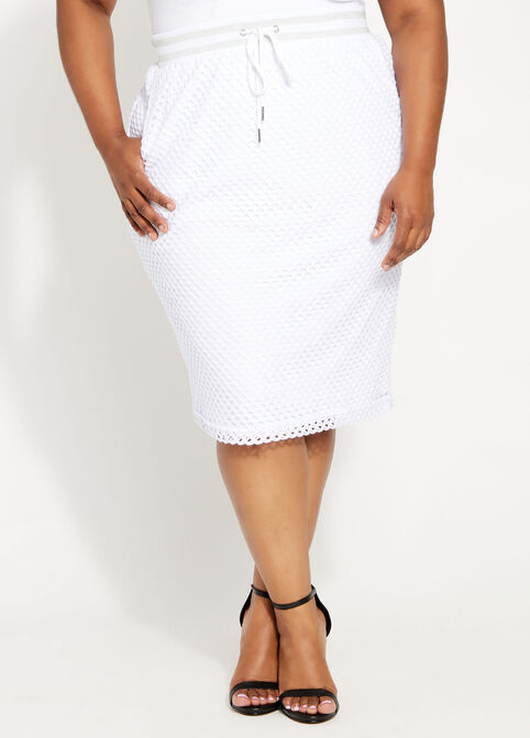 Mesh Metallic Stripe Skirt, White image number 0