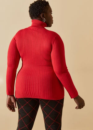 Long Sleeved Turtleneck Sweater, Barbados Cherry image number 1