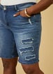 Frayed Stretch Denim Shorts, Medium Blue image number 2