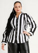 Stripe Collared Button Up Top, Black White image number 0