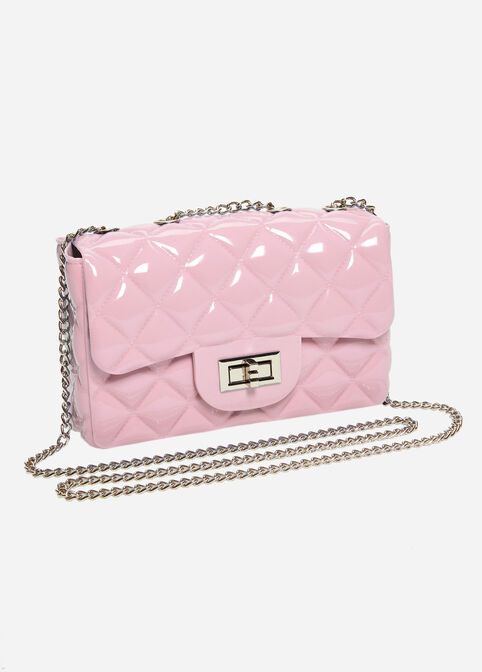 Quilted Jelly Chainlink Handbag, Pink image number 0