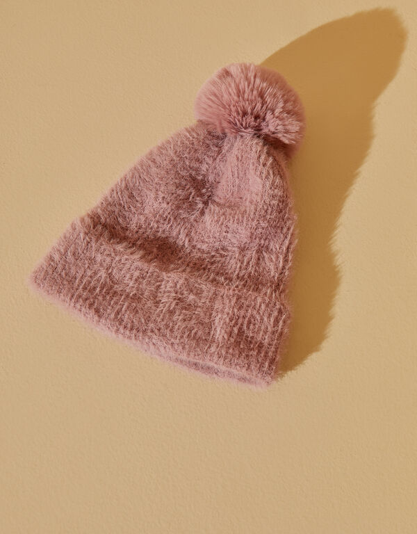 Brushed Knit Pom Pom Hat, Foxglove image number 1