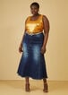Stitch Detailed Denim Maxi Skirt, Dk Rinse image number 2
