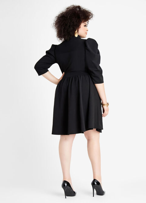 Cutout Utility Fit N Flare Dress, Black image number 1