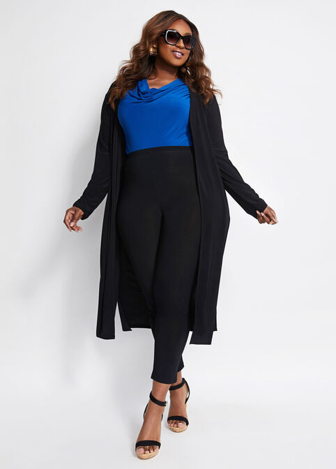 Open Front Duster Cardigan, Black image number 0