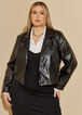 Cropped Faux Leather Blazer, Black image number 0
