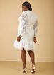 Puff Sleeved Lace Flounced Dress, White image number 1