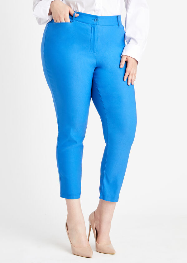 Blue Stretch Twill Ankle Pant, Blue image number 0