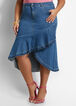 Ruffle Hi-Low Denim Skirt, Blue image number 0