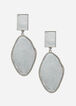 Metallic Faux Leather Geo Earrings, Silver image number 0