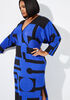 Short Printed Faux Wrap Maxi Dress, Bluing image number 2