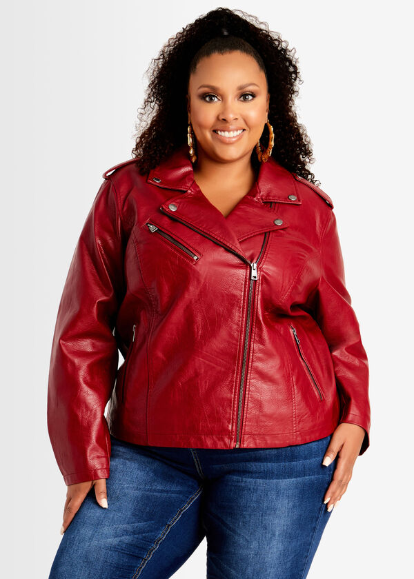 Levis Classic Leather Moto Jacket, Red image number 0