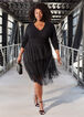 Tiered Tulle Sweater Dress, Black image number 4