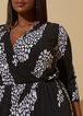 Faux Printed Wrap Midi Dress, Black White image number 2