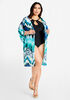 Printed Mesh Kimono Swim Cover Up, Blue image number 0