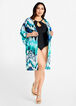 Printed Mesh Kimono Swim Cover Up, Blue image number 0