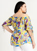 Abstract Ruched Puff Sleeve Blouse, Purple Magic image number 1