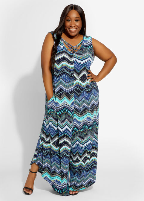 Abstract Cutout Wide Leg Jumpsuit, Blue image number 0