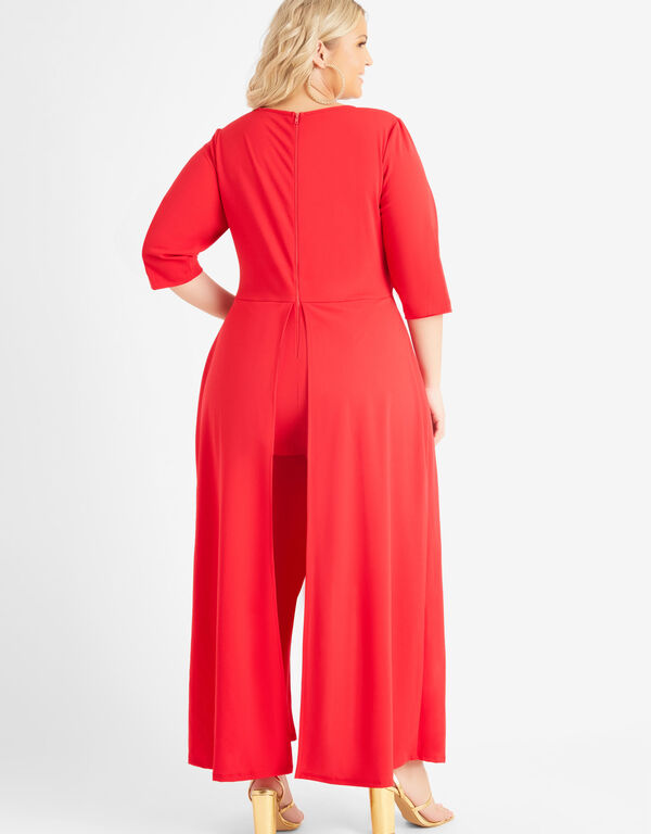 Train Effect Crepe Jumpsuit, Barbados Cherry image number 1
