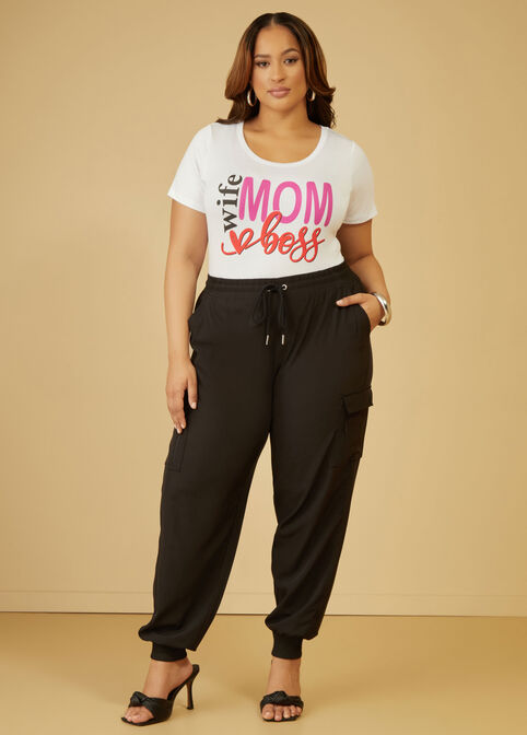 Wife Mom Boss Graphic Tee, White image number 3