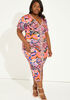 Scarf Print Midi Bodycon Dress, Fandango Pink image number 2