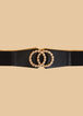Textured Double Ring Stretch Belt, Black image number 1