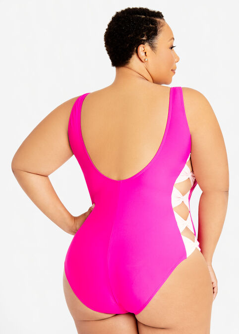 Cyn & Luca Bow Cutout 1PC Swim, Pink image number 1