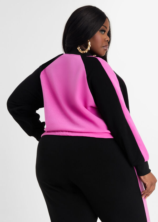 Babe Girl Graphic Velour Sweater, Magenta image number 2
