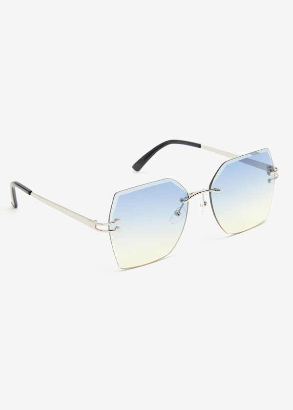 Rimless Ombre Sunglasses, Blue image number 2