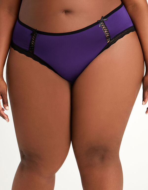 Microfiber & Lace Hipster Panty, Acai image number 0