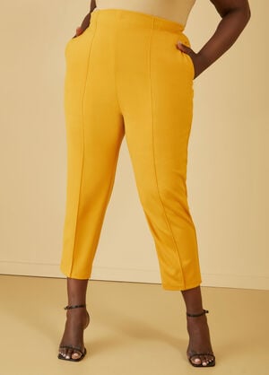 Seam Detailed Tapered Pants, Mustard image number 0