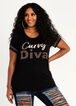 Studded Curvy Diva Graphic Tee, Black image number 0