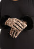 Faux Fur Trimmed Leopard Gloves, Brown Animal image number 1