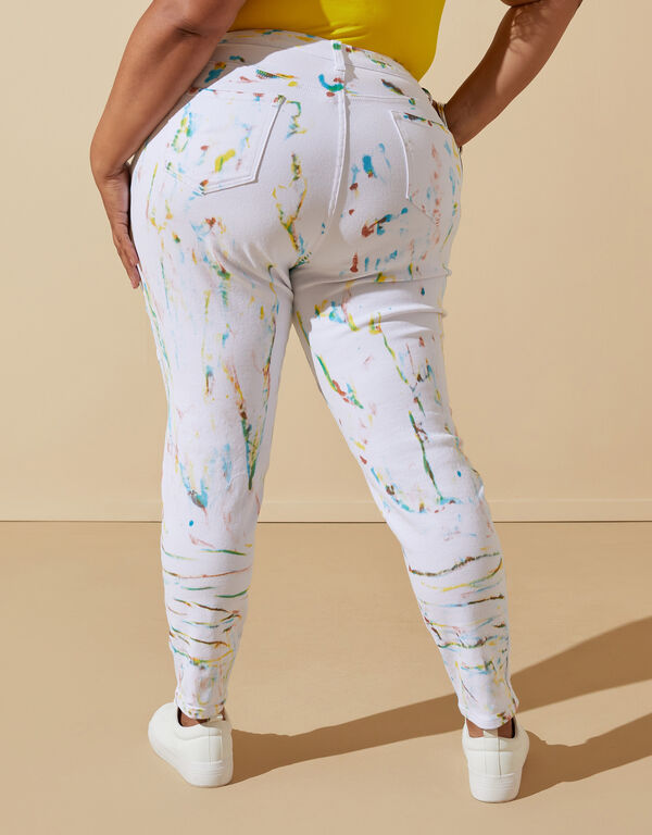 Painted Mid Rise Skinny Jeans, White image number 1