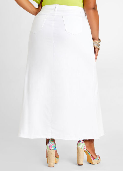 Seamed Denim A Line Skirt, White image number 1