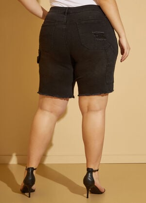 Distressed Studded Denim Shorts, Black image number 1