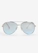 Silver Metal Aviator Sunglasses, Silver image number 0
