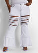 White Distressed Flare Jean, White image number 0