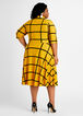 Windowpane Tie Neck Knit Dress, Nugget Gold image number 1
