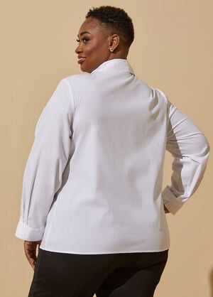 Crystal Embellished Keyhole Shirt, White image number 1