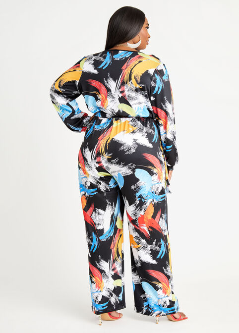 Tall Belted Brush Stroke Jumpsuit, Multi image number 1