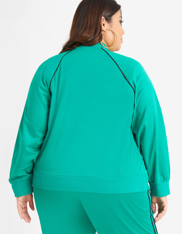 Stretch Knitted Track Jacket, Pepper Green image number 1