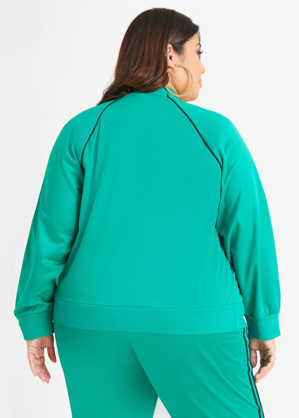 Stretch Knitted Track Jacket, Pepper Green image number 1