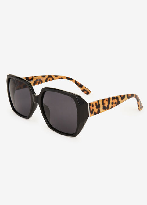 Animal Print Square Sunglasses, TORT image number 1