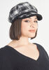 Plaid Boucle Tweed Cabbie Hat, Black White image number 1