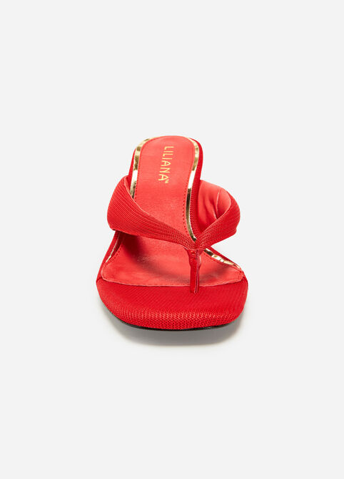 Heeled Thong Medium Width Sandals, Red image number 4