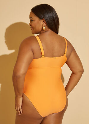 Simply Fit Ruched Swimsuit, Orange image number 1