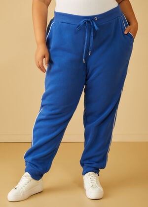 Piped Fleece Joggers, Royal Blue image number 0